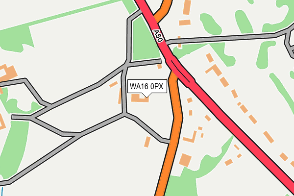 WA16 0PX map - OS OpenMap – Local (Ordnance Survey)