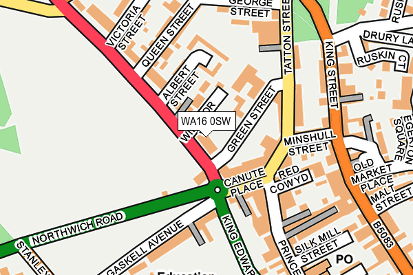 WA16 0SW map - OS OpenMap – Local (Ordnance Survey)