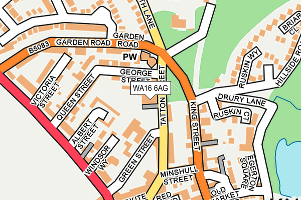 WA16 6AG map - OS OpenMap – Local (Ordnance Survey)