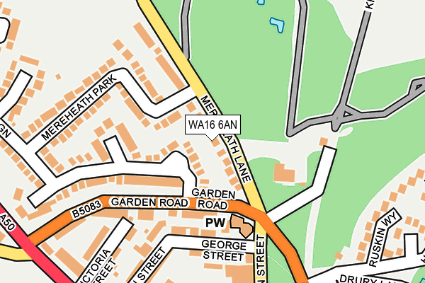 WA16 6AN map - OS OpenMap – Local (Ordnance Survey)