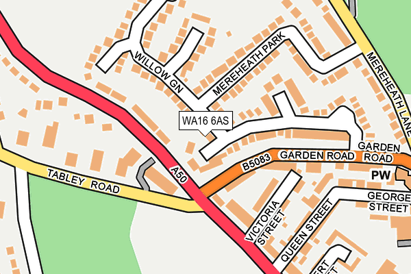 WA16 6AS map - OS OpenMap – Local (Ordnance Survey)