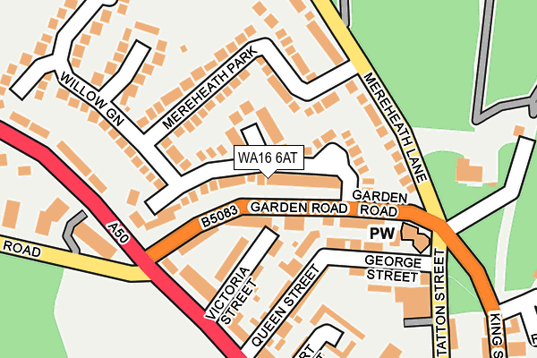 WA16 6AT map - OS OpenMap – Local (Ordnance Survey)