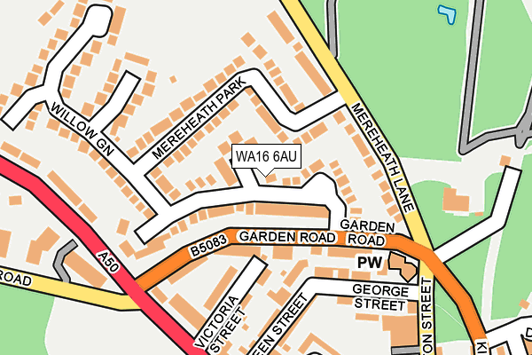 WA16 6AU map - OS OpenMap – Local (Ordnance Survey)