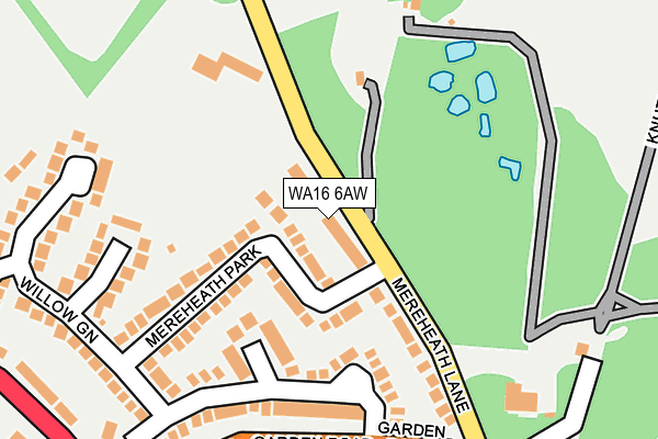 WA16 6AW map - OS OpenMap – Local (Ordnance Survey)