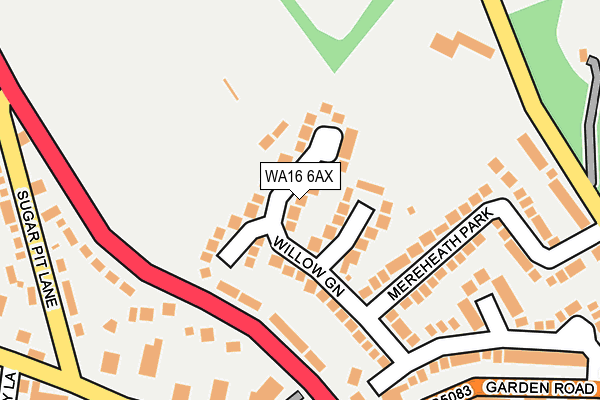 WA16 6AX map - OS OpenMap – Local (Ordnance Survey)