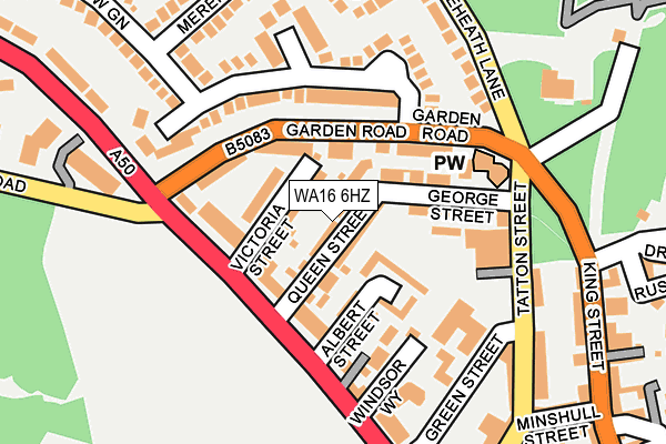 WA16 6HZ map - OS OpenMap – Local (Ordnance Survey)