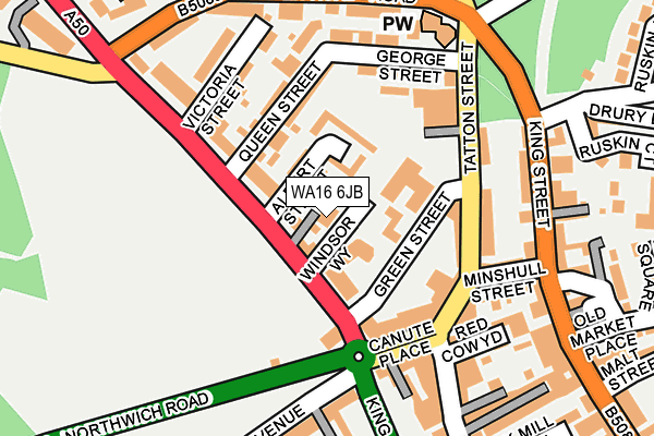 WA16 6JB map - OS OpenMap – Local (Ordnance Survey)