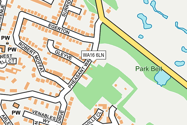 WA16 6LN map - OS OpenMap – Local (Ordnance Survey)