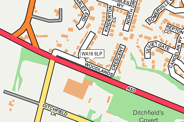 WA16 6LP map - OS OpenMap – Local (Ordnance Survey)