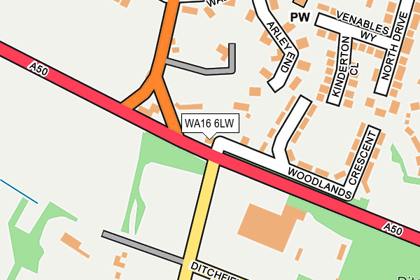WA16 6LW map - OS OpenMap – Local (Ordnance Survey)