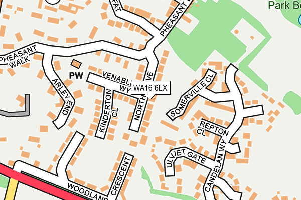 WA16 6LX map - OS OpenMap – Local (Ordnance Survey)