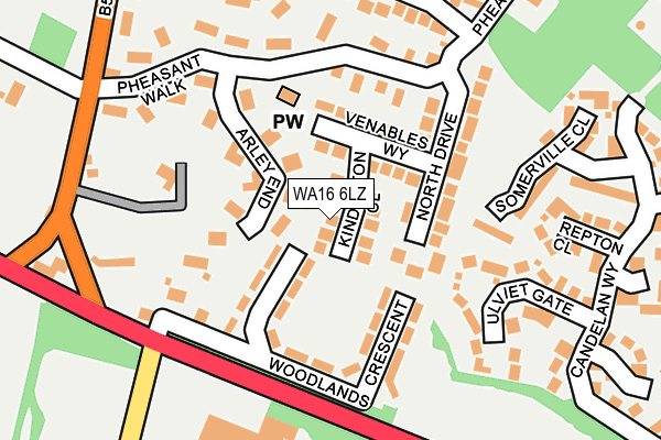 WA16 6LZ map - OS OpenMap – Local (Ordnance Survey)