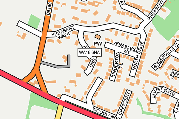 WA16 6NA map - OS OpenMap – Local (Ordnance Survey)