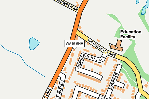 WA16 6NE map - OS OpenMap – Local (Ordnance Survey)