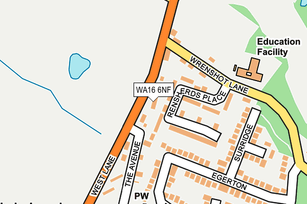 WA16 6NF map - OS OpenMap – Local (Ordnance Survey)