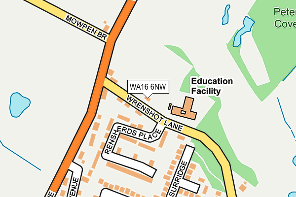 WA16 6NW map - OS OpenMap – Local (Ordnance Survey)