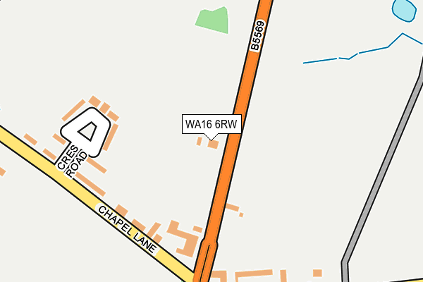 WA16 6RW map - OS OpenMap – Local (Ordnance Survey)