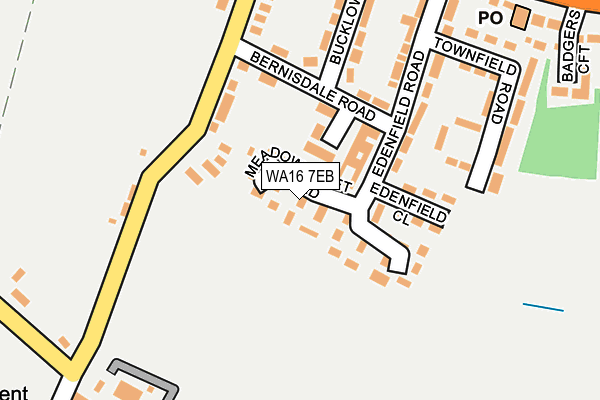 WA16 7EB map - OS OpenMap – Local (Ordnance Survey)