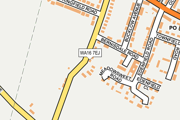 WA16 7EJ map - OS OpenMap – Local (Ordnance Survey)