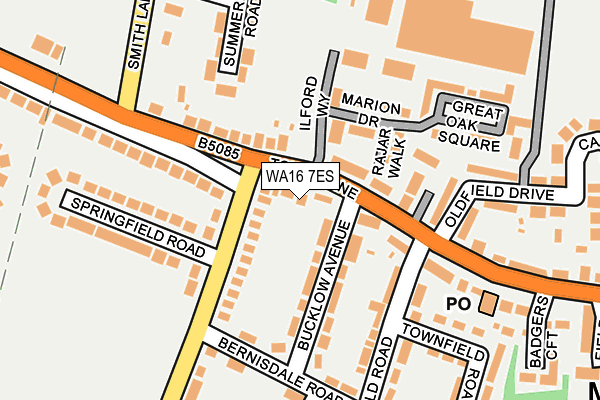 WA16 7ES map - OS OpenMap – Local (Ordnance Survey)