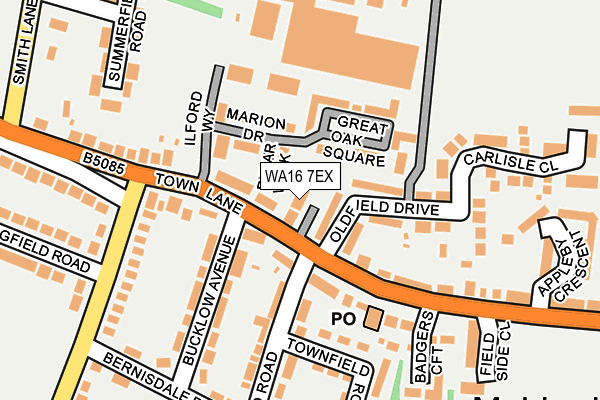 WA16 7EX map - OS OpenMap – Local (Ordnance Survey)
