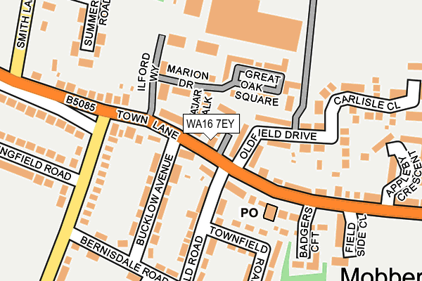 WA16 7EY map - OS OpenMap – Local (Ordnance Survey)