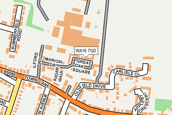 WA16 7GD map - OS OpenMap – Local (Ordnance Survey)