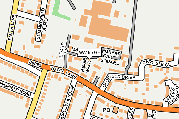 WA16 7GE map - OS OpenMap – Local (Ordnance Survey)