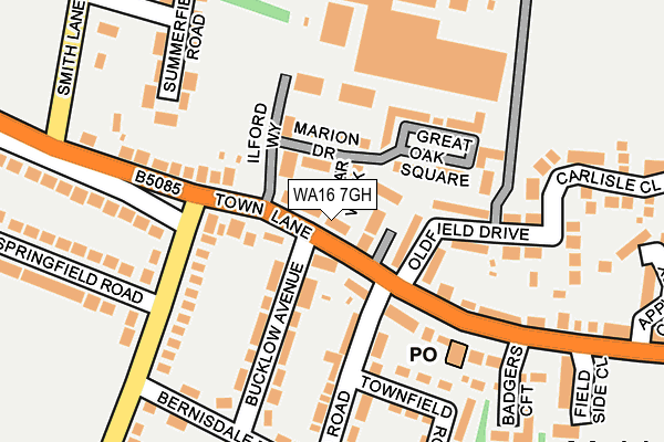 WA16 7GH map - OS OpenMap – Local (Ordnance Survey)