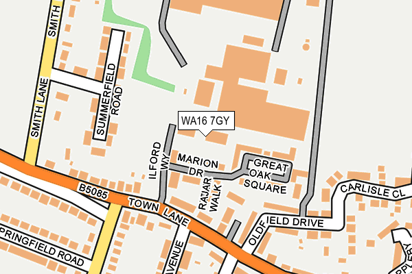 WA16 7GY map - OS OpenMap – Local (Ordnance Survey)