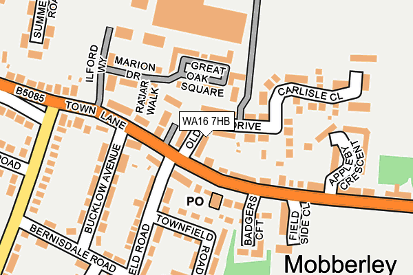 WA16 7HB map - OS OpenMap – Local (Ordnance Survey)