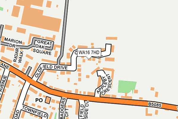 WA16 7HD map - OS OpenMap – Local (Ordnance Survey)