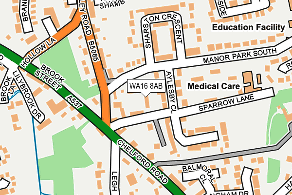 WA16 8AB map - OS OpenMap – Local (Ordnance Survey)