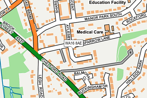 WA16 8AE map - OS OpenMap – Local (Ordnance Survey)