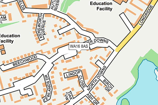 WA16 8AS map - OS OpenMap – Local (Ordnance Survey)