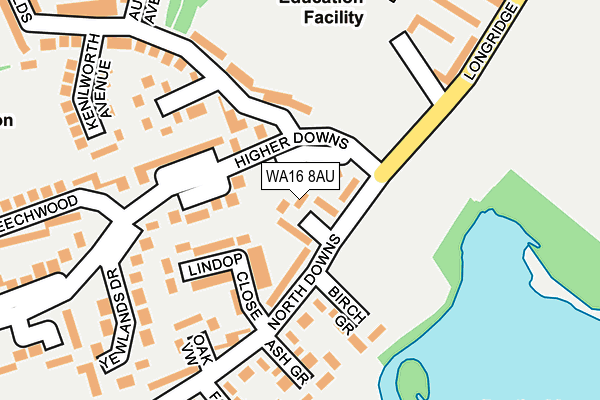 WA16 8AU map - OS OpenMap – Local (Ordnance Survey)
