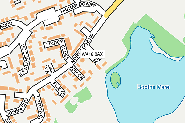 WA16 8AX map - OS OpenMap – Local (Ordnance Survey)