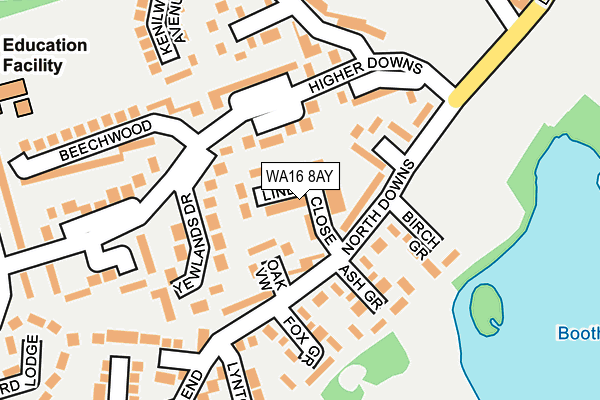 WA16 8AY map - OS OpenMap – Local (Ordnance Survey)