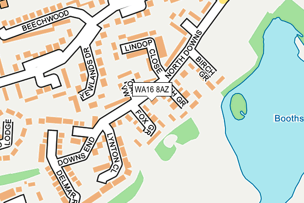 WA16 8AZ map - OS OpenMap – Local (Ordnance Survey)