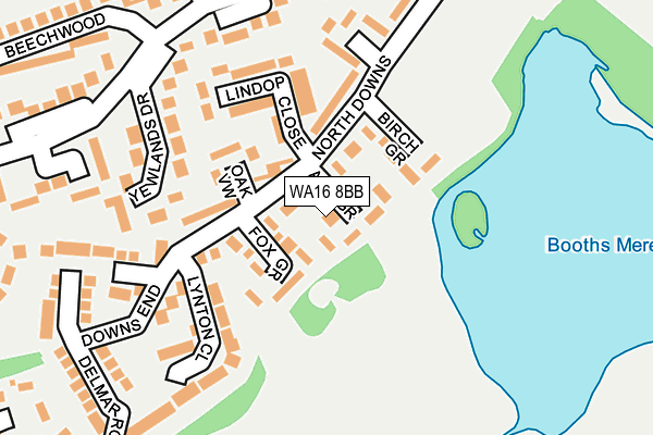 WA16 8BB map - OS OpenMap – Local (Ordnance Survey)