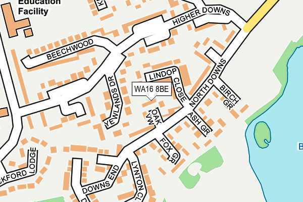 WA16 8BE map - OS OpenMap – Local (Ordnance Survey)