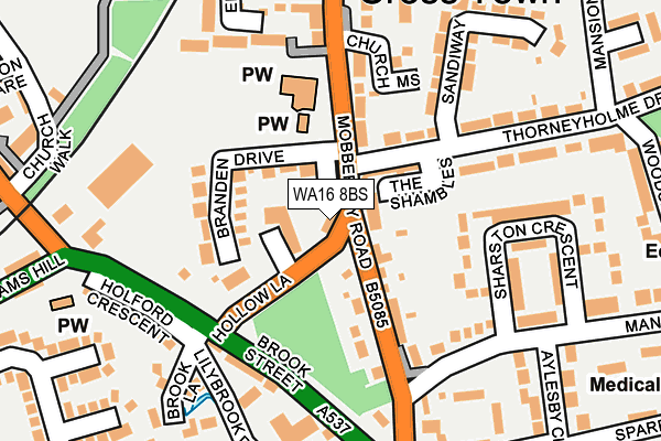WA16 8BS map - OS OpenMap – Local (Ordnance Survey)