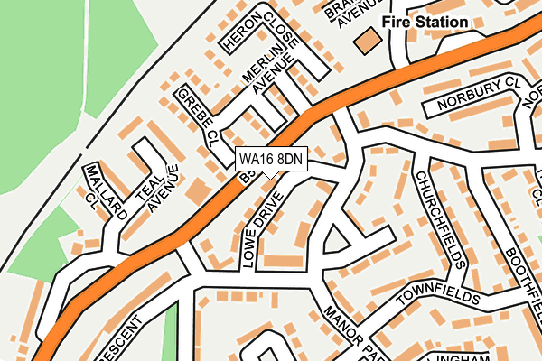WA16 8DN map - OS OpenMap – Local (Ordnance Survey)