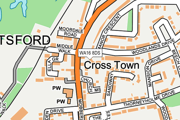 WA16 8DS map - OS OpenMap – Local (Ordnance Survey)