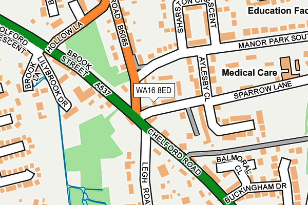 WA16 8ED map - OS OpenMap – Local (Ordnance Survey)