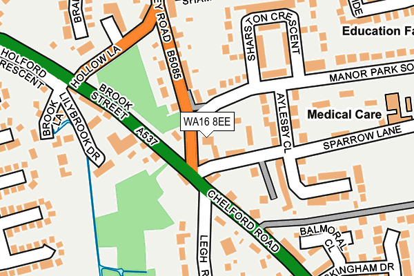 WA16 8EE map - OS OpenMap – Local (Ordnance Survey)