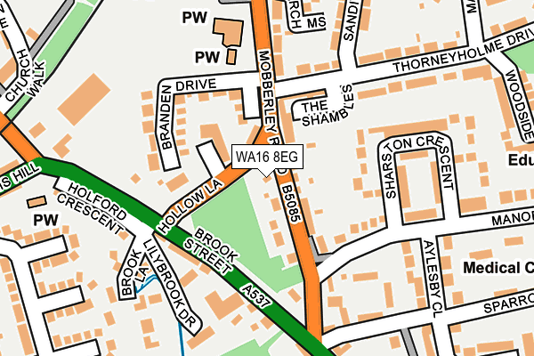 WA16 8EG map - OS OpenMap – Local (Ordnance Survey)