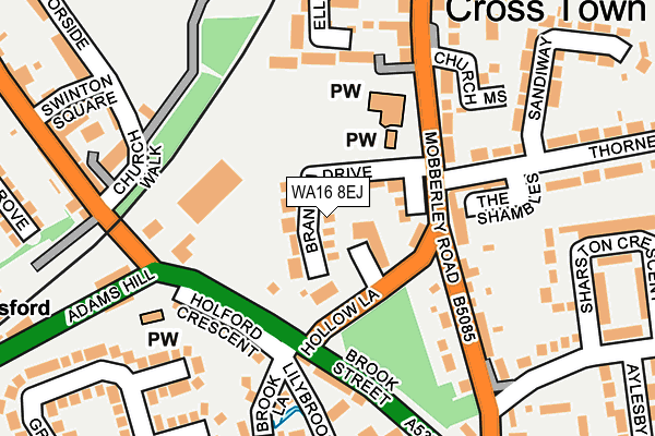 WA16 8EJ map - OS OpenMap – Local (Ordnance Survey)