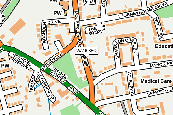 WA16 8EQ map - OS OpenMap – Local (Ordnance Survey)