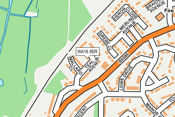 WA16 8ER map - OS OpenMap – Local (Ordnance Survey)